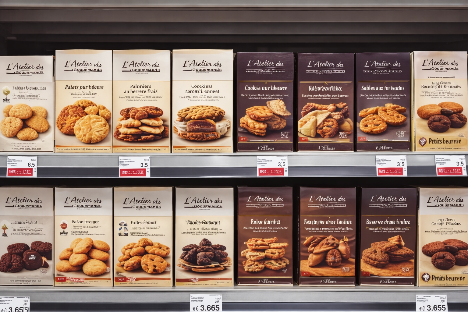 Photo des différents produits l'Atelier des Gourmands en grandes surfaces