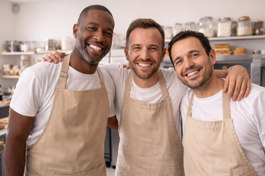 Photo des trois fondateurs de l'atelier des gourmands